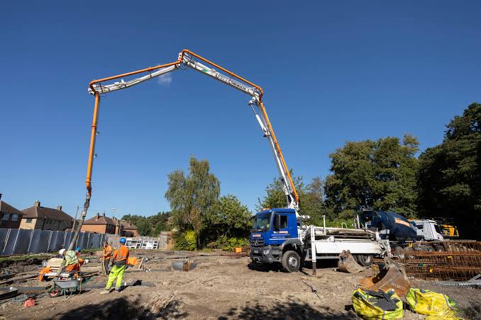 Concrete pump in operation